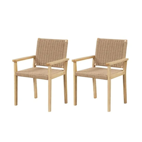 Lot de 2 Chaises en Bois avec Siège en Papier Tressé Chaise de Salle à Manger Moderne avec Cadre en Bois Caoutchouc Robuste Naturel