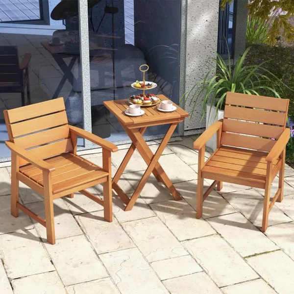 Lot de 2 Chaises Fauteuils de Jardin en Bois Charge 100KG Accoudoirs Conception à Lattes Peinture DIY Cour Terrasse