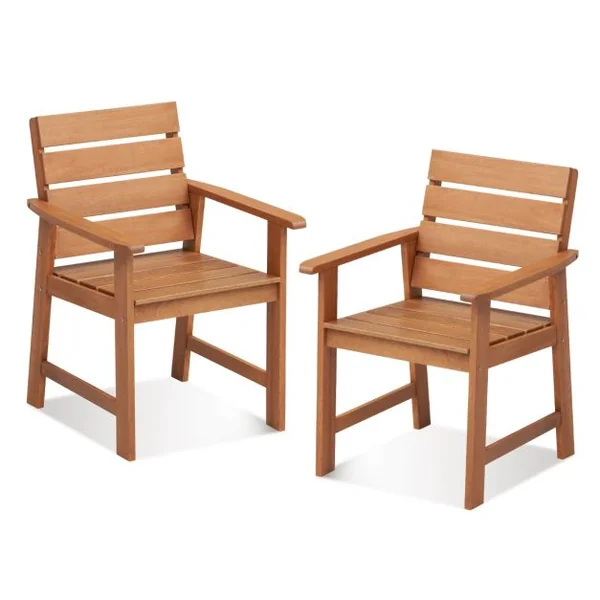Lot de 2 Chaises Fauteuils de Jardin en Bois Charge 100KG Accoudoirs Conception à Lattes Peinture DIY Cour Terrasse