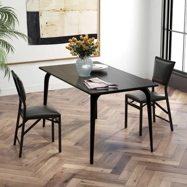 Lot de 2 Chaises Pliantes en Métal Chaises d'Appoint Rembourrées en PU à Hauteur de Comptoir Dossier Haut Cadre en Métal de Style Moderne pour Cuisine