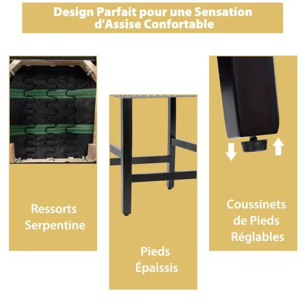 Lot de 2 Chaises à Hauteur de Comptoir Chaises de Bar Rembourrées Pieds en Bois d'Hévéa Dossier Confortable pour Cuisine Salle à Manger Gris