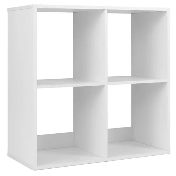 Lot de 2 Etagères à 4 Cubes Bibliothèque à 2 Niveaux Bibliothèque Autoportante Style Rustique Etagère de Présentation Ouverte en 2 PCS Blanc