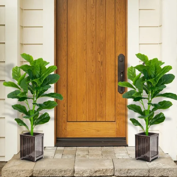 Lot de 2 Plantes Artificielles 90CM avec Pot Décoration en Mousse Fausse Ficus Lyrata 32 Feuilles Fiddle Leaf Figuier Décoration du Magasin Maison
