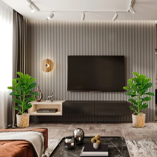 Lot de 2 Plantes Artificielles 90CM avec Pot Décoration en Mousse Fausse Ficus Lyrata 32 Feuilles Fiddle Leaf Figuier Décoration du Magasin Maison