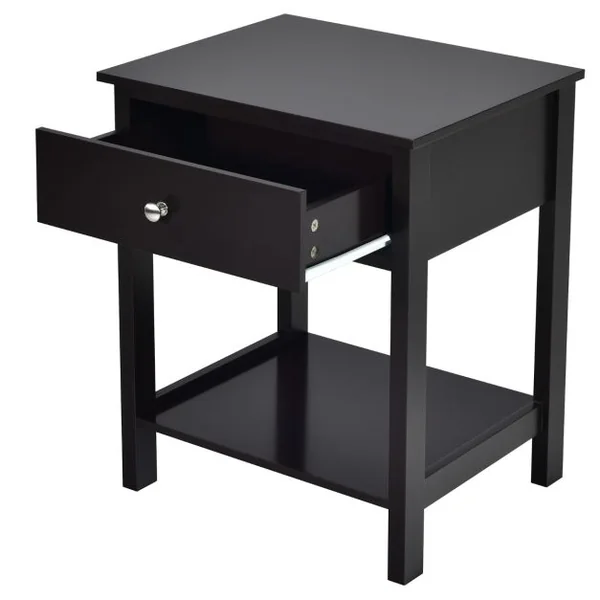 Lot de 2 Tables de Chevet à 2 Niveaux Style Moderne Simple 48 x 40 x 58 CM Noir
