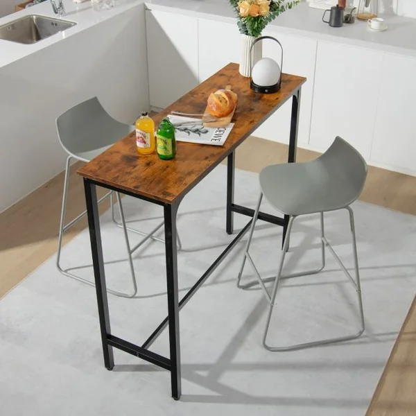 Lot de 2 Tabouret de Bar Cadre en métal avec Repose-Pieds pour Bar îlot de Cuisine Pub Gris