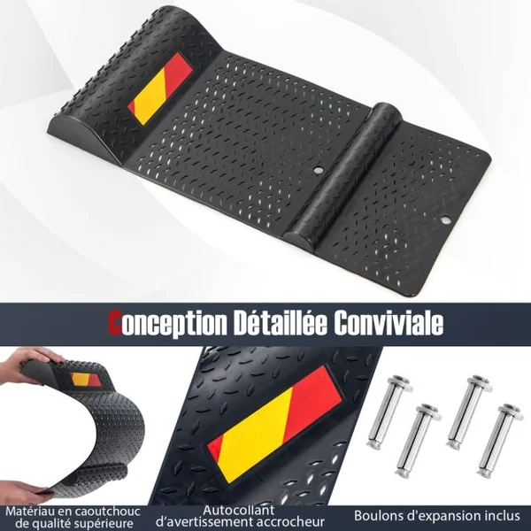 Lot de 2 Tapis de Stationnement Antidérapant pour Garage Aide au Stationnement Guide des Pneus pour La Plupart des Véhicules Noir