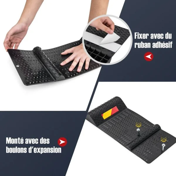 Lot de 2 Tapis de Stationnement Antidérapant pour Garage Aide au Stationnement Guide des Pneus pour La Plupart des Véhicules Noir