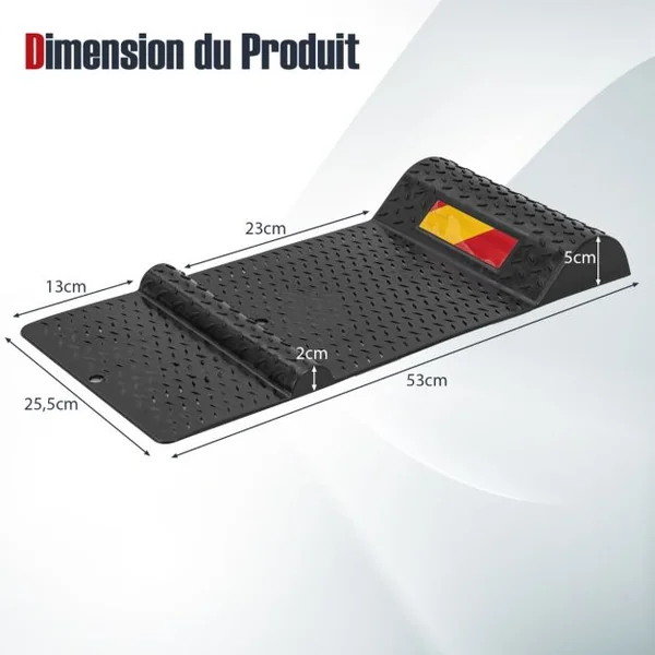 Lot de 2 Tapis de Stationnement Antidérapant pour Garage Aide au Stationnement Guide des Pneus pour La Plupart des Véhicules Noir