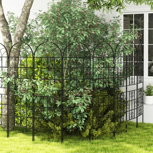 Lot de 2 Treillis de Jardin en Métal 180 x 50 cm Clôture Décorative pour Plante Grimpante Grille Fleurs Antirouille pour Cour Patio Noir