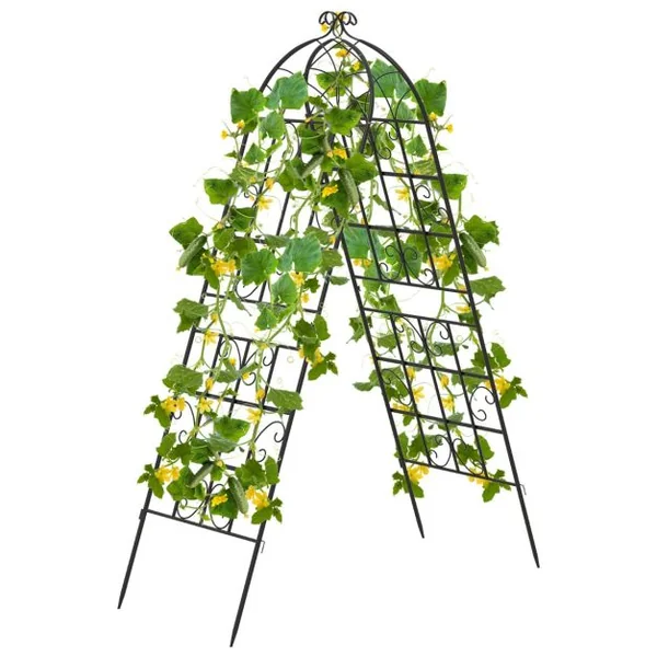 Lot de 2 Treillis de Jardin en Métal 180 x 50 cm Clôture Décorative pour Plante Grimpante Grille Fleurs Antirouille pour Cour Patio Noir