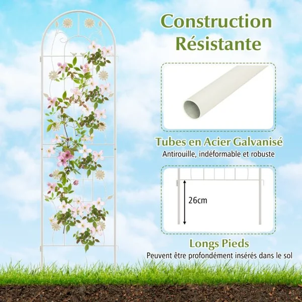 Lot de 2 Treillis de Jardin en Métal 180 x 50 cm Clôture Décorative pour Plante Grimpante Grille Fleurs Antirouille pour Cour Patio Vert