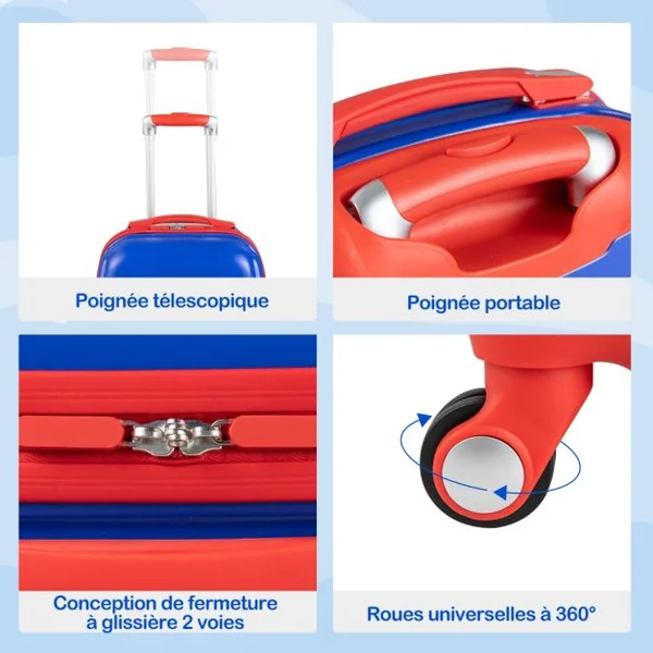 Lot de 2 Valise Cabine Enfant + Sac à Dos Bagages Enfant pour Garçons Filles avec Poignée Rétractable 88-100cm Valise Dinosaure en ABS