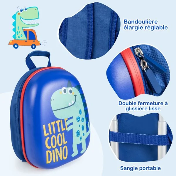 Lot de 2 Valise Cabine Enfant + Sac à Dos Bagages Enfant pour Garçons Filles avec Poignée Rétractable 88-100cm Valise Dinosaure en ABS
