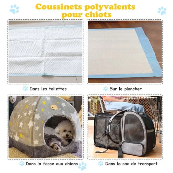 Lot de 300 Tapis d'Entraînement pour Chien Anti-fuite 5 Couches 60 x 43 cm