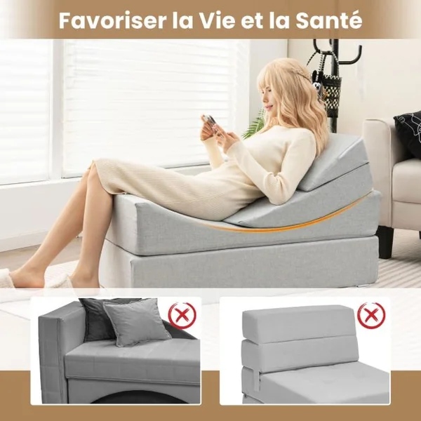 Lot de 3 Coussins de Lecture en Mousse à Haute Densité Oreillers Compensés avec Housse Amovible & Lavable Combinaison Libre