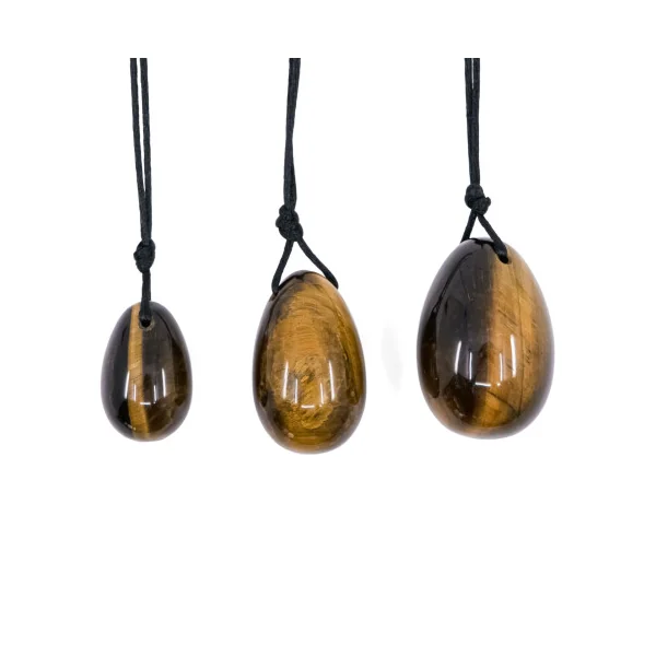 Lot de 3 oeufs de Yoni Oeil de tigre tailles 30,40 et 45 mm