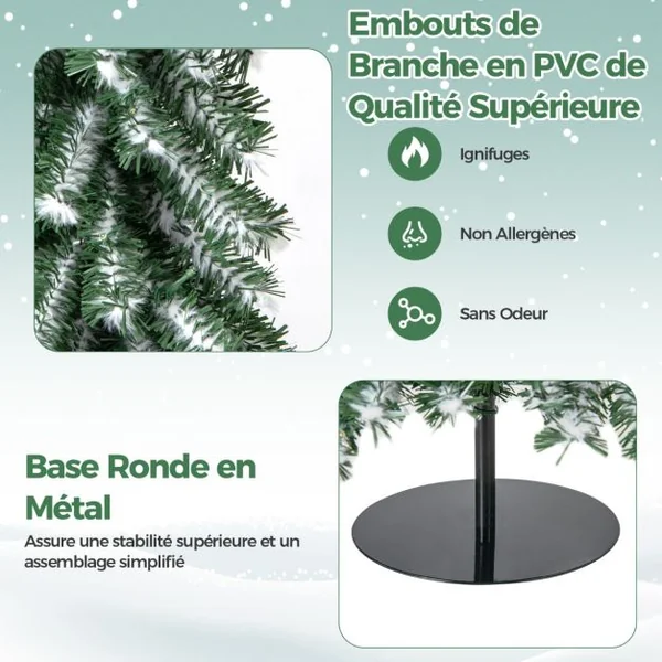 Lot de 3 Sapins de Noël Artificiels de 120+150+180 cm Sapins de Noël en Forme de Crayon 216+302+505 Branches 100+120+180 Lumières LED