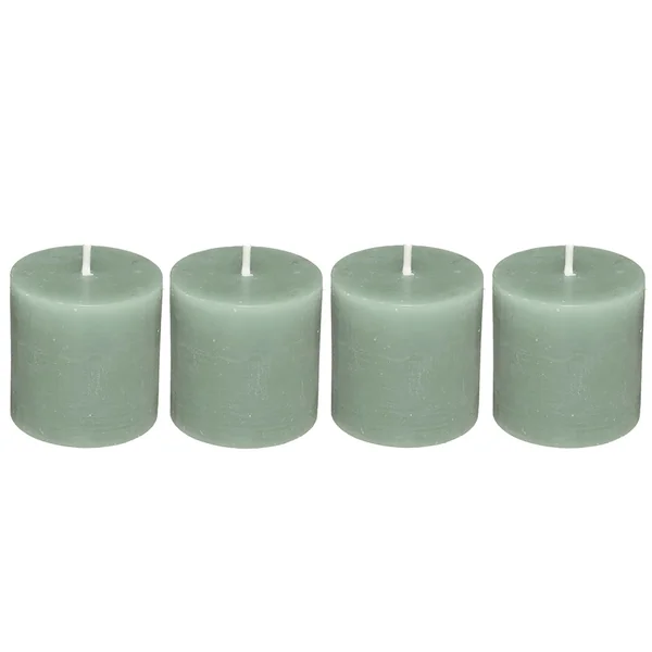 Lot de 4 bougies votives rustique vert eucalyptus D 4.5x4cm