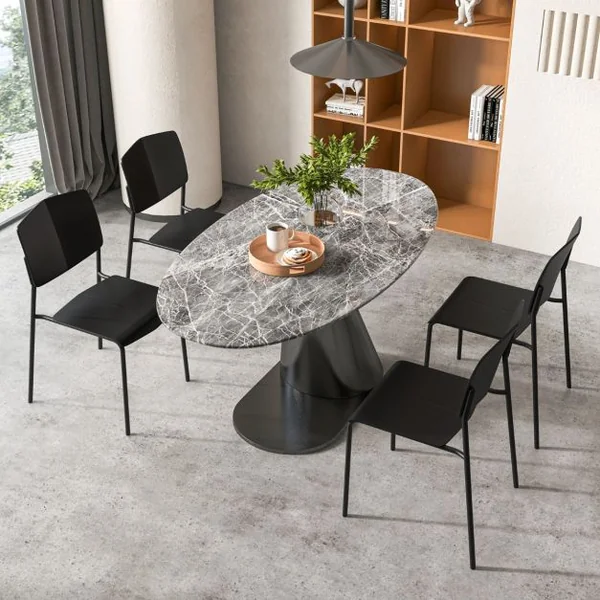 Lot de 4 Chaises de Salle à Manger Chaises d'Appoint Sans Accoudoirs Dossier Ergonomique et Siège Large Empilables Noir
