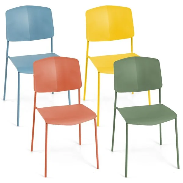 Lot de 4 Chaises de Salle à Manger Chaises d'Appoint Sans Accoudoirs Dossier Ergonomique et Siège Large Empilables Noir