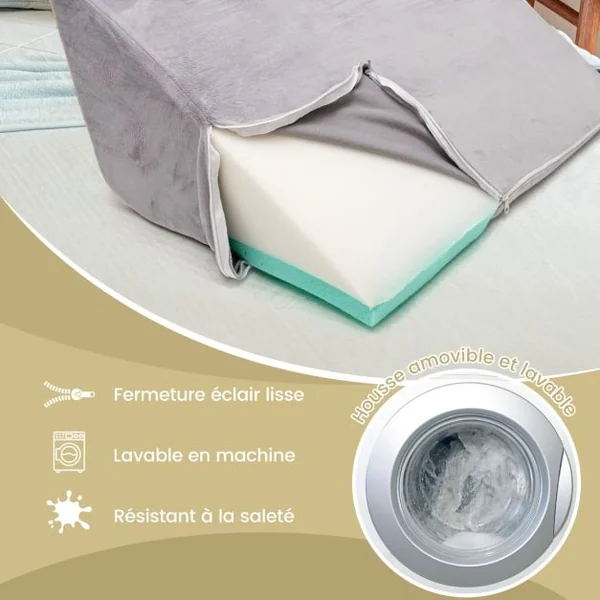 Lot de 4 Coussins/Oreillers de Lecture en Mousse à Mémoire Appuie-tête Amovible Oreiller Compensé Post chirurgie Gris