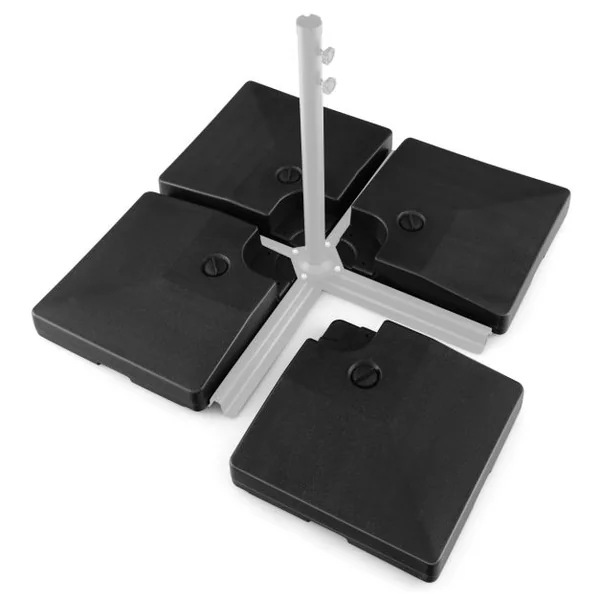 Lot de 4 Dalle Parasol Déporté Lestage Poids Parasol Carré en HDPE à Remplir 20L d'Eau ou 27Kg de Sable Base pour Parasol avec Poignée 102 x 102 x 12 cm
