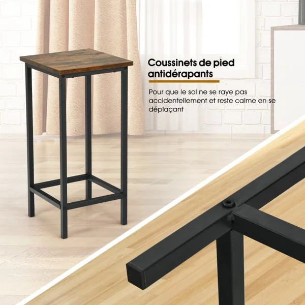 Lot de 4 Tabourets de Bar Avec Repose-Pieds Chaises De Bar Style ModerneTabouret Haut 72 CM Marron