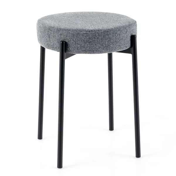 Lot de 4 Tabourets Empilables Catre en Métal Siège en Lin 40 x 40 x 50 cm (L x l x H) Style Moderne Beige