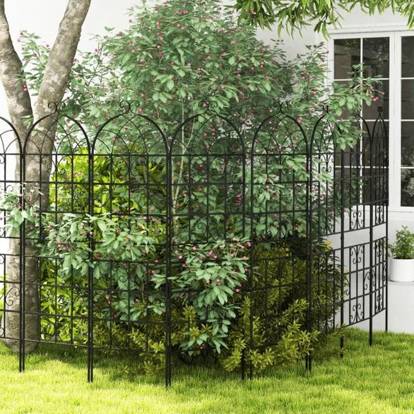 Lot de 4 Treillis de Jardin en Métal 180 x 50 cm Clôture Décorative pour Plante Grimpante Grille Fleurs Antirouille pour Jardin Cour Patio Noir