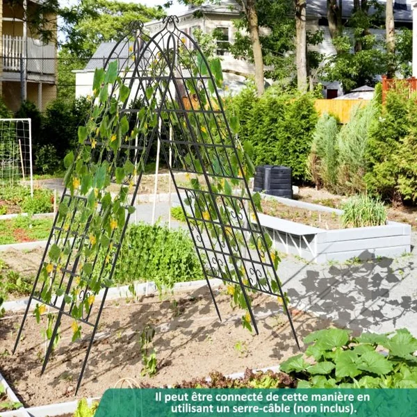 Lot de 4 Treillis de Jardin en Métal 180 x 50 cm Clôture Décorative pour Plante Grimpante Grille Fleurs Antirouille pour Jardin Cour Patio Noir