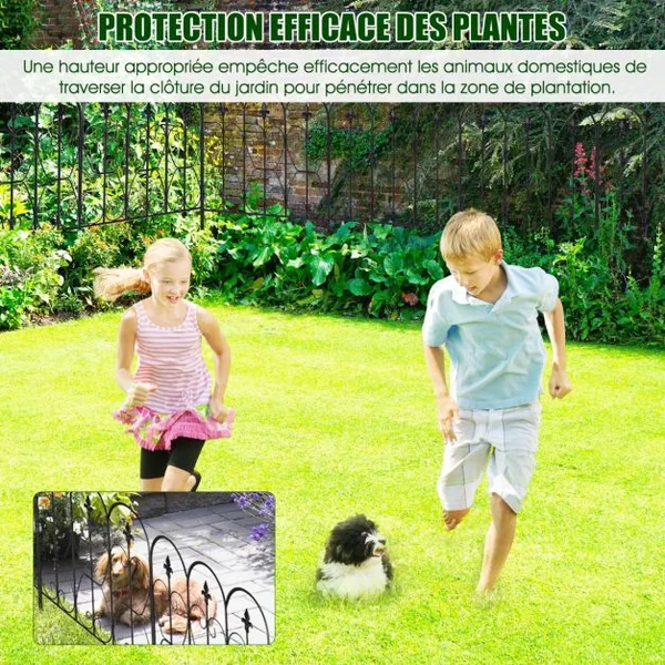 Lot de 5 Clôtures de Jardin Décoratives en Métal Barriere Jardin Exterieur pour Terrasse Aménagement Paysager 60x80CM