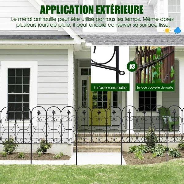 Lot de 5 Clôtures de Jardin Décoratives en Métal Barriere Jardin Exterieur pour Terrasse Aménagement Paysager 60x80CM
