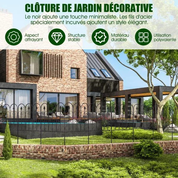 Lot de 5 Clôtures de Jardin Décoratives en Métal Barriere Jardin Exterieur pour Terrasse Aménagement Paysager 60x80CM