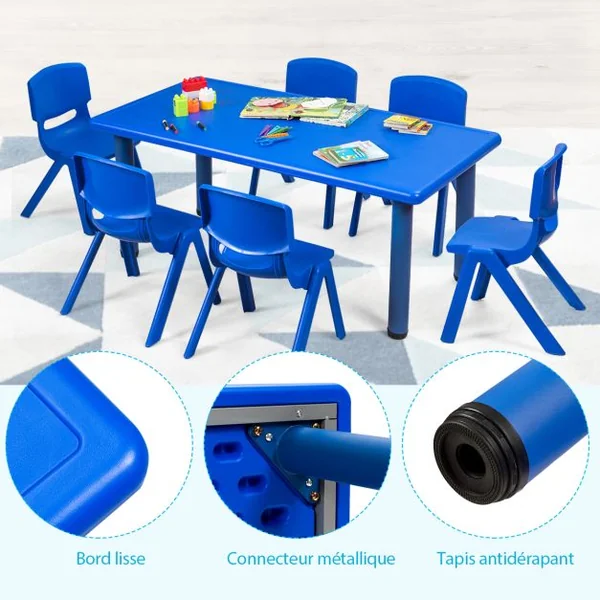 Lot de 6 Chaises pour Enfants Fabriquer en Plastique Multicolore Idéal pour Salle de Jeux Jardin d’Enfant Bleu