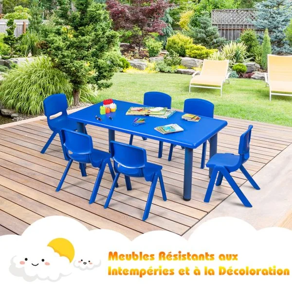 Lot de 6 Chaises pour Enfants Fabriquer en Plastique Multicolore Idéal pour Salle de Jeux Jardin d’Enfant Bleu
