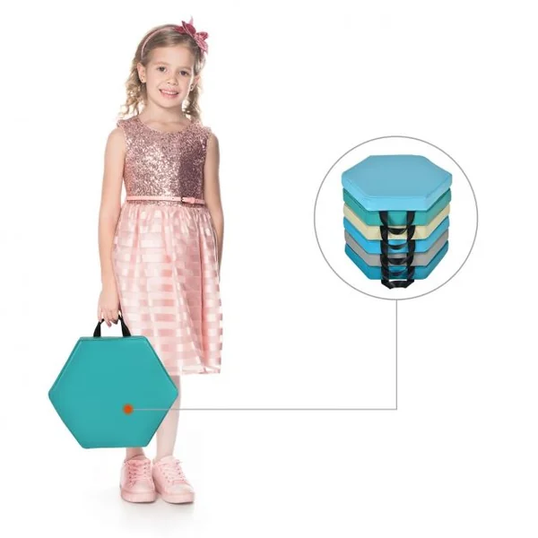Lot de 6 Coussins de Sol pour Enfants Coussins d’Assise Hexagonaux avec Poignées 38 x 34 x 5 cm
