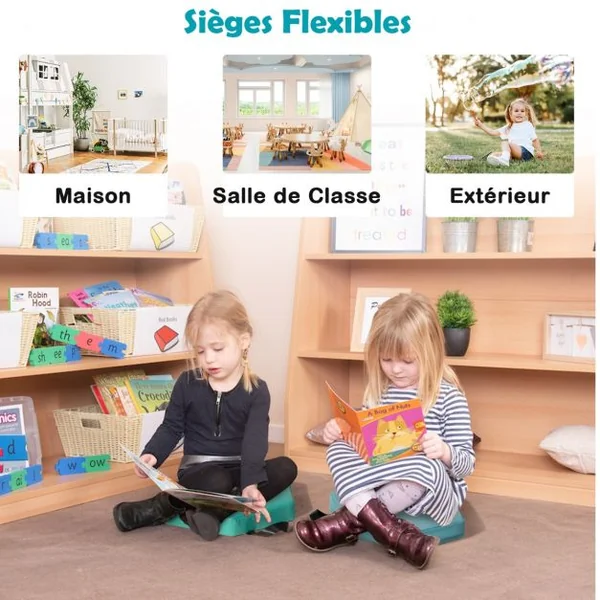 Lot de 6 Coussins de Sol pour Enfants Coussins d’Assise Hexagonaux avec Poignées 38 x 34 x 5 cm