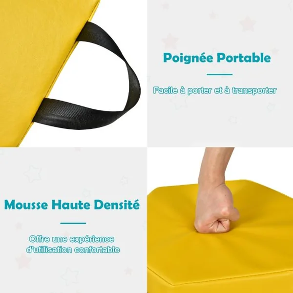 Lot de 6 Coussins de Sol pour Enfants Coussins d’Assise Hexagonaux avec Poignées 38 x 34 x 5 cm