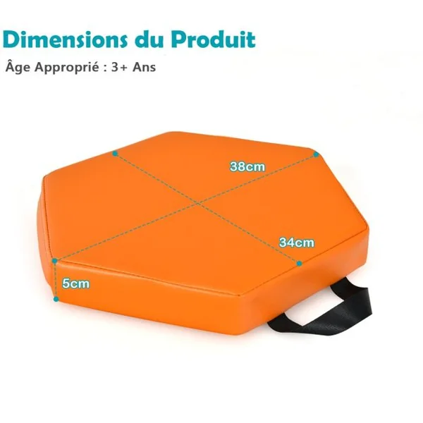 Lot de 6 Coussins de Sol pour Enfants Coussins d’Assise Hexagonaux avec Poignées 38 x 34 x 5 cm