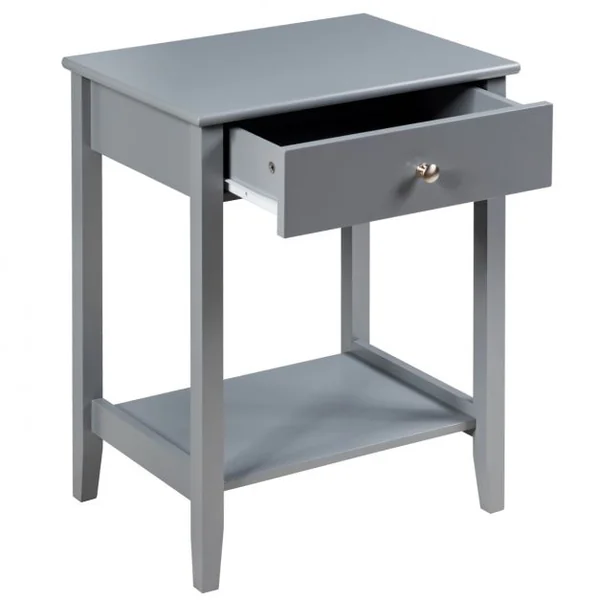 Lot de Table de Chevet à 2 Niveaux avec 1 Tiroir Table d'Appoint de Style Moderne Girs
