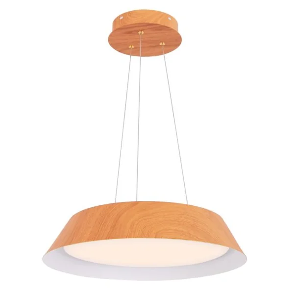 Lustre à Éclairage LED de 40 Cm Luminaire Moderne 21 W Lustre avec Grain de Bois Cadre en Métal Lumière Chaude 3000 K Luminaire Suspendu Naturel