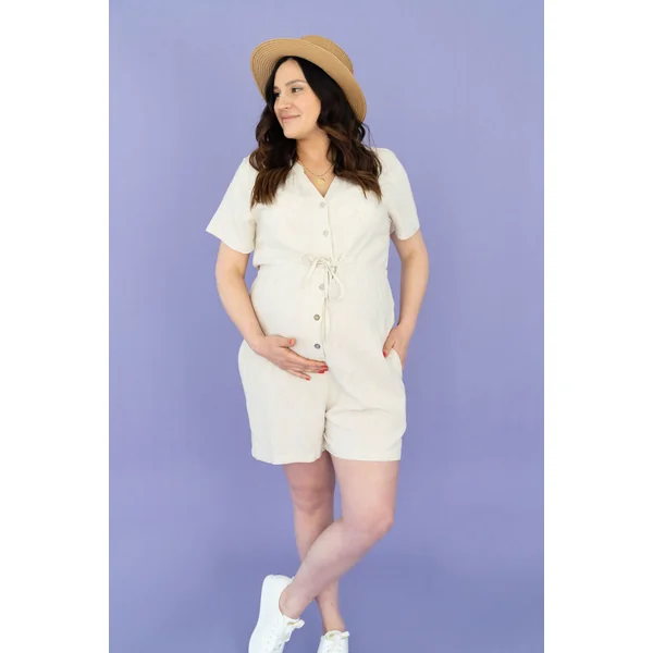 LÉGERS DÉFAUTS - ROMPER en lin - beige mix