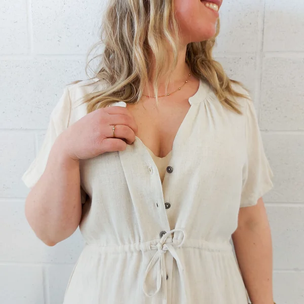 LÉGERS DÉFAUTS - ROMPER en lin - beige mix