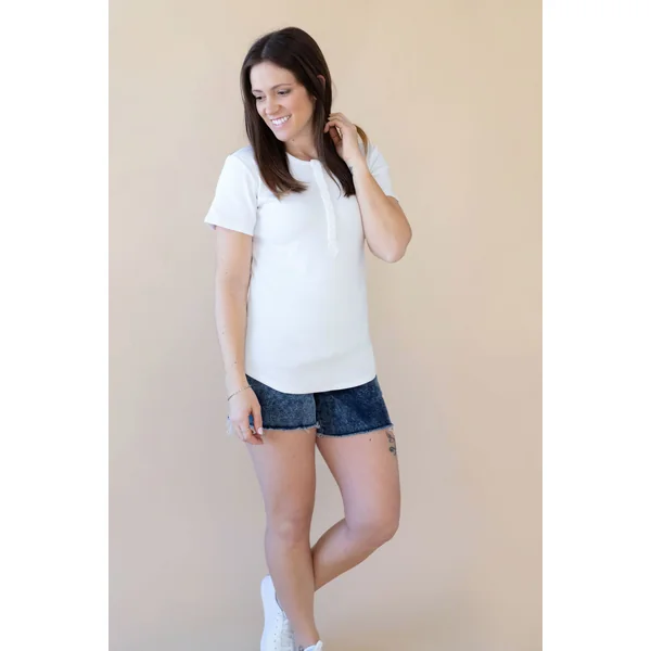 LÉGERS DÉFAUTS - T-shirt TALIA à boutons - blanc