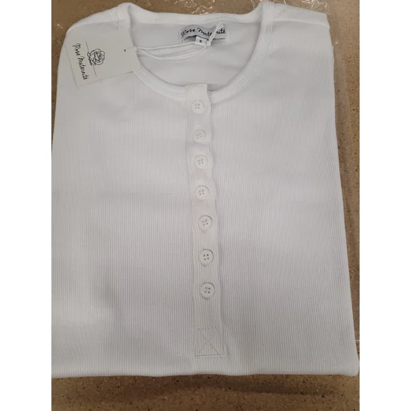LÉGERS DÉFAUTS - T-shirt TALIA à boutons - blanc
