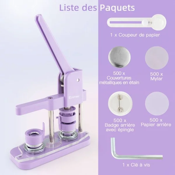 Machine à Badge 25 mm Badge Maker DIY avec 500 Pièces Bouton Kit Création Badge Curseur Rotatif Coupe-Papier Circulaire Clé à Vis Vert