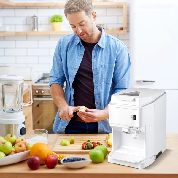 Machine à Glace Pilée 350W 120KG/H Capacité de Stockage 2,3 kg Taille Réglable Lames Tranchantes Vitesse 320 tr/min avec Bac Blanc