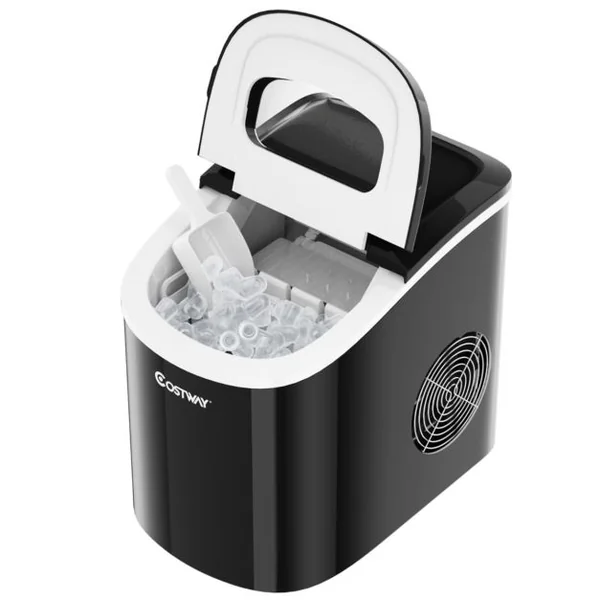 Machine à Glaçons 12kg de Glace/24h Réservoir 2,2L avec 2 Tailles de Glace 9 Glaçons par 6-13 Min pour Maison Noir