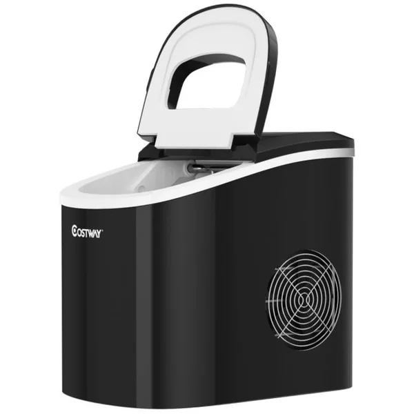 Machine à Glaçons 12kg de Glace/24h Réservoir 2,2L avec 2 Tailles de Glace 9 Glaçons par 6-13 Min pour Maison Noir